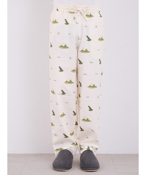 【セール】【HOMME】ダイナソー柄ロングパンツ（ルームウェア/パジャマ）｜gelato pique（ジェラートピケ）