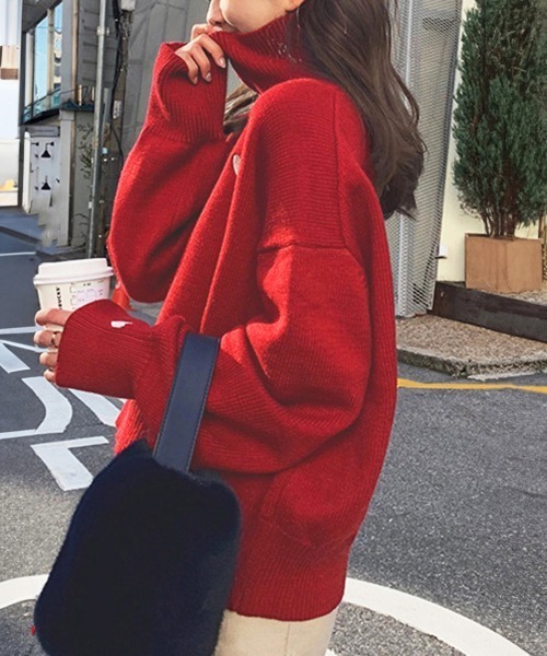 Miniministore(ミニミニストア)の「ニットセーター ハイネック ハート柄(ニット/セーター・レディース・ブラック/レッド/ホワイト・FREE)」の6枚目の写真