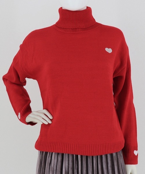 Miniministore(ミニミニストア)の「ニットセーター ハイネック ハート柄(ニット/セーター・レディース・ブラック/レッド/ホワイト・FREE)」の15枚目の写真