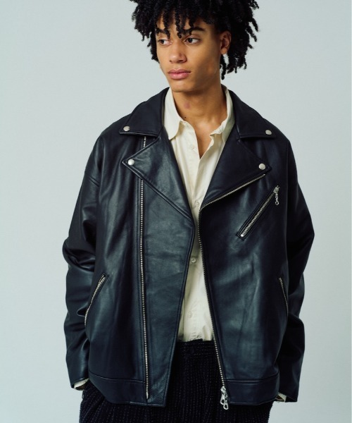 ADAM PATEK（アダムパテック）の「【ADAMPATEK/アダムパテック】leather looose double rider’s jacket / ラムレザールーズダブルライダースジャケット（ライダースジャケット・レディース・ブラック・1/2）」の16枚目の写真
