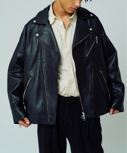 ADAM PATEK（アダムパテック）の「【ADAMPATEK/アダムパテック】leather looose double rider’s jacket / ラムレザールーズダブルライダースジャケット（ライダースジャケット・レディース・ブラック・1/2）」の17枚目の写真