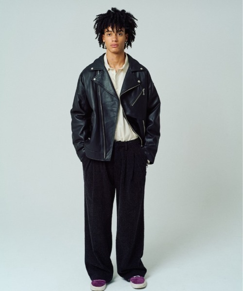 ADAM PATEK（アダムパテック）の「【ADAMPATEK/アダムパテック】leather looose double rider’s jacket / ラムレザールーズダブルライダースジャケット（ライダースジャケット・レディース・ブラック・1/2）」の18枚目の写真