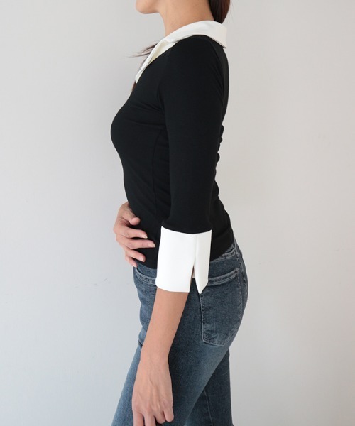 シャツレイヤードデザインカットトップス（Tシャツ/カットソー）｜AMBIENT（アンビエント）