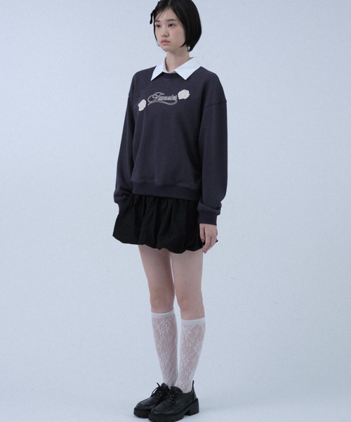 FCMM(エフシーエムエム)の「ROSE EMBROIDERY CREWNECK SWEAT/ローズエンブロイダリークルーネックスウェット(スウェット・レディース・ネイビー/ピンク/ホワイト・SMALL/MEDIUM)」の10枚目の写真