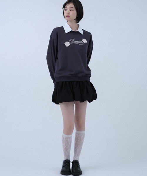 FCMM(エフシーエムエム)の「ROSE EMBROIDERY CREWNECK SWEAT/ローズエンブロイダリークルーネックスウェット(スウェット・レディース・ネイビー/ピンク/ホワイト・SMALL/MEDIUM)」の11枚目の写真