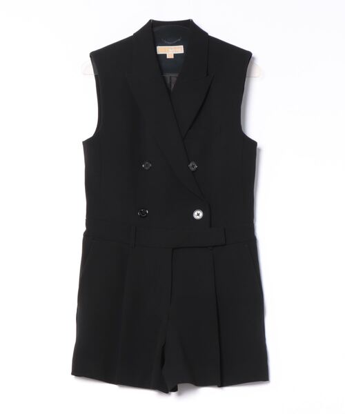 MICHAEL KORS（マイケルコース）の「クレープ ダブルブレステッド ロンパース（つなぎ/オールインワン・レディース・ブラック・0/2）」の4枚目の写真