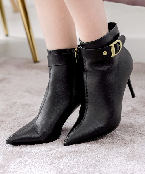 Julia Boutique（ジュリアブティック）の「【22-24.5cm】 モチーフ付き ポインテッドトゥ ショートブーツ（ブーツ・レディース・ブラック/アイボリー・36/35/40/39/38/37）」の15枚目の写真