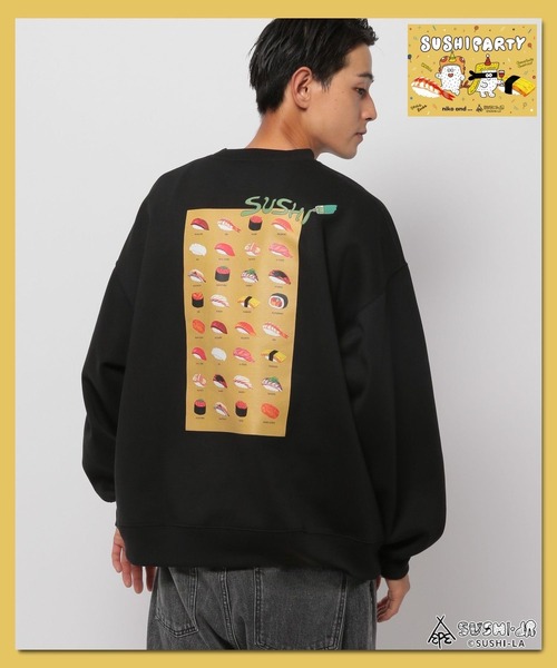 niko and...(ニコアンド)の「【寿司パーティー】コラボ裏起毛クルースウェット(スウェット・メンズ・グリーン/オフホワイト/ブラック・MEDIUM/LARGE)」の2枚目の写真