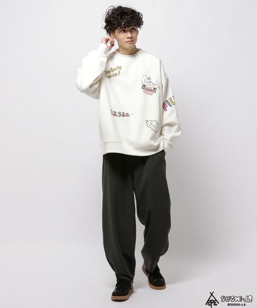 niko and...(ニコアンド)の「【寿司パーティー】コラボ裏起毛クルースウェット(スウェット・メンズ・グリーン/オフホワイト/ブラック・MEDIUM/LARGE)」の4枚目の写真