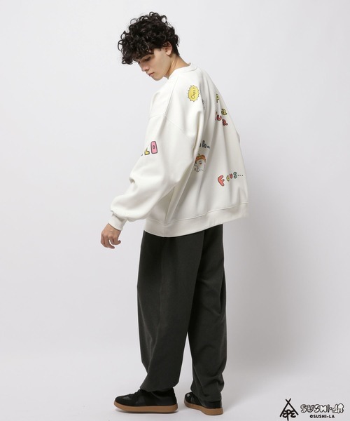 niko and...(ニコアンド)の「【寿司パーティー】コラボ裏起毛クルースウェット(スウェット・メンズ・グリーン/オフホワイト/ブラック・MEDIUM/LARGE)」の5枚目の写真