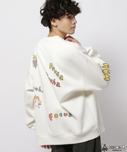 niko and...(ニコアンド)の「【寿司パーティー】コラボ裏起毛クルースウェット(スウェット・メンズ・グリーン/オフホワイト/ブラック・MEDIUM/LARGE)」の7枚目の写真