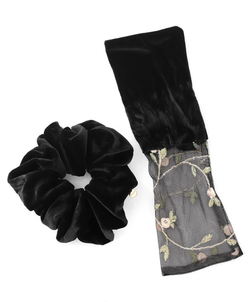 襟マフラー ベロアリボン「刺繍花柄」 帽子 秋冬 レディース 刺繍 花柄 ベロアFlowerベレー帽 : 帽子屋