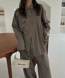 WILLFULLY | asymmetry shoulder design frill tuck SH(シャツ/ブラウス)