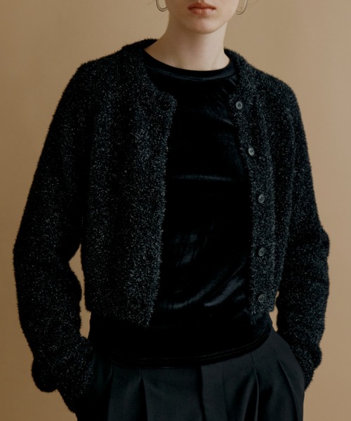 kiehtova（キエトヴァ）の「【kiehtova】GLITTER SHAGGY KNIT/グリッター シャギー カーデガン（カーディガン/ボレロ・レディース・ベージュ/グレー/ブラック/アイボリー・FREE）」の2枚目の写真