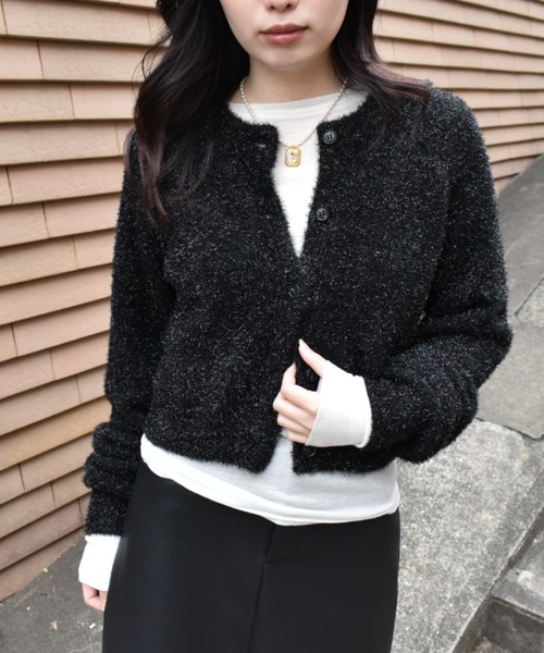 kiehtova（キエトヴァ）の「【kiehtova】GLITTER SHAGGY KNIT/グリッター シャギー カーデガン（カーディガン/ボレロ・レディース・ベージュ/グレー/ブラック/アイボリー・FREE）」の18枚目の写真