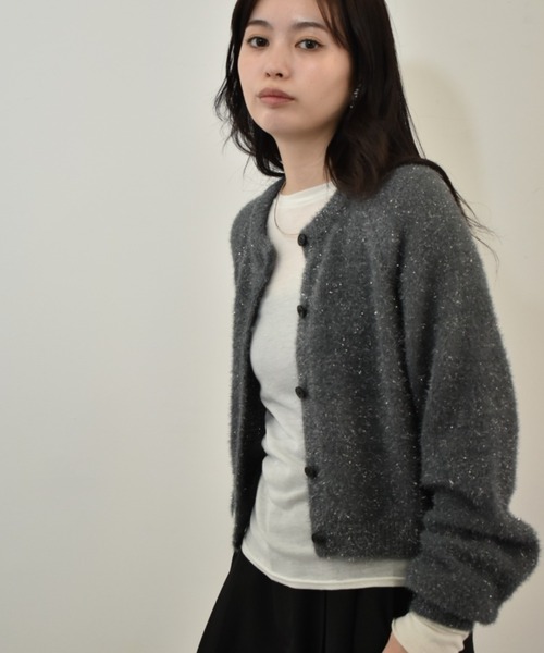kiehtova（キエトヴァ）の「【kiehtova】GLITTER SHAGGY KNIT/グリッター シャギー カーデガン（カーディガン/ボレロ・レディース・ベージュ/グレー/ブラック/アイボリー・FREE）」の9枚目の写真