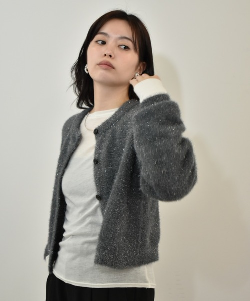 kiehtova（キエトヴァ）の「【kiehtova】GLITTER SHAGGY KNIT/グリッター シャギー カーデガン（カーディガン/ボレロ・レディース・ベージュ/グレー/ブラック/アイボリー・FREE）」の10枚目の写真