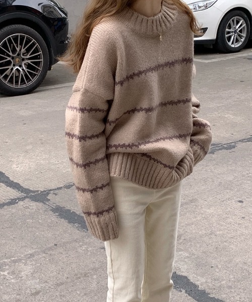 paravion(パラビオン)の「ボーダーニットプルオーバー(ニット/セーター・レディース・ベージュ/ブラック/ホワイト・FREE)」の4枚目の写真