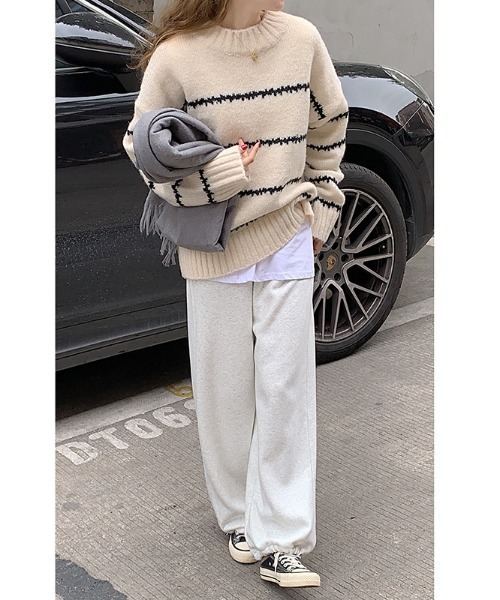 paravion(パラビオン)の「ボーダーニットプルオーバー(ニット/セーター・レディース・ベージュ/ブラック/ホワイト・FREE)」の11枚目の写真