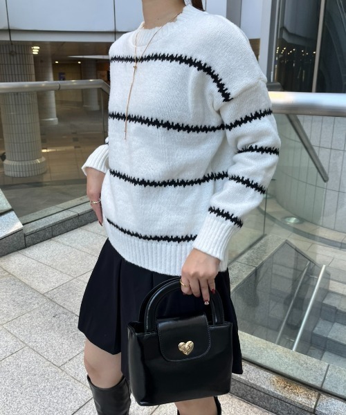 paravion(パラビオン)の「ボーダーニットプルオーバー(ニット/セーター・レディース・ベージュ/ブラック/ホワイト・FREE)」の14枚目の写真