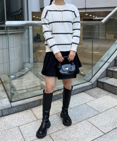 paravion(パラビオン)の「ボーダーニットプルオーバー(ニット/セーター・レディース・ベージュ/ブラック/ホワイト・FREE)」の16枚目の写真