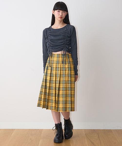 Mi-je(ミジェ)の「ピグメントシャーリングテレコ【韓国ファッション】(Tシャツ/カットソー・レディース・チャコール/パープル/カーキ/アイボリー・S/M)」の15枚目の写真