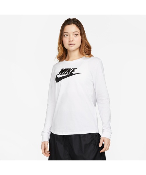 NIKE（ナイキ）の「NIKE/ナイキ　WS NSWエッセンシャル L/S Tｼｬﾂ（Tシャツ/カットソー・レディース・ホワイト/ブラック・S/M/L/XL）」の2枚目の写真