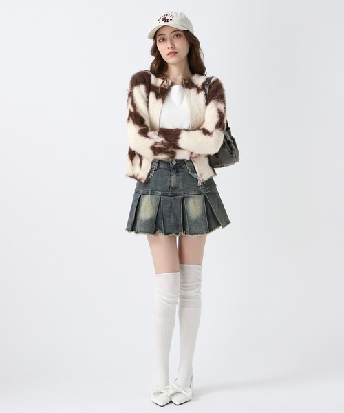 FOREVER 21(フォーエバー トゥエンティーワン)の「【2025SS】モヤパターンダブルジップカーデイガン(カーディガン/ボレロ・レディース・ベージュ/ナチュラル/ブルー・FREE)」の12枚目の写真