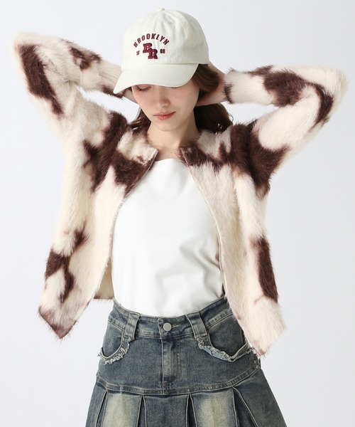 FOREVER 21(フォーエバー トゥエンティーワン)の「【2025SS】モヤパターンダブルジップカーデイガン(カーディガン/ボレロ・レディース・ベージュ/ナチュラル/ブルー・FREE)」の15枚目の写真