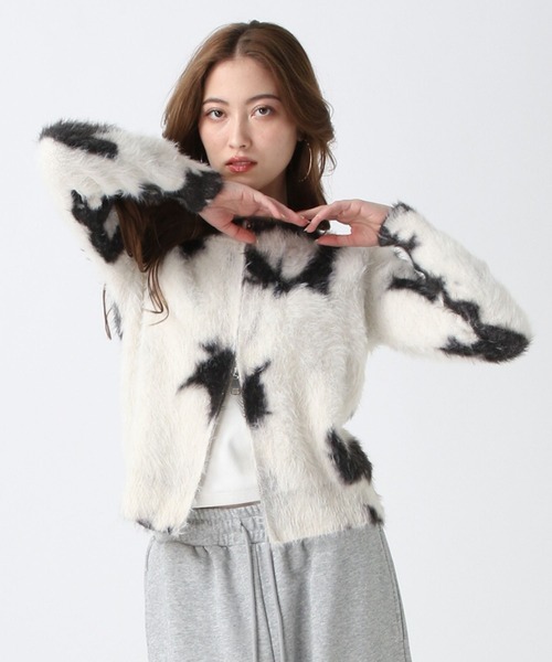 FOREVER 21(フォーエバー トゥエンティーワン)の「【2025SS】モヤパターンダブルジップカーデイガン(カーディガン/ボレロ・レディース・ベージュ/ナチュラル/ブルー・FREE)」の7枚目の写真