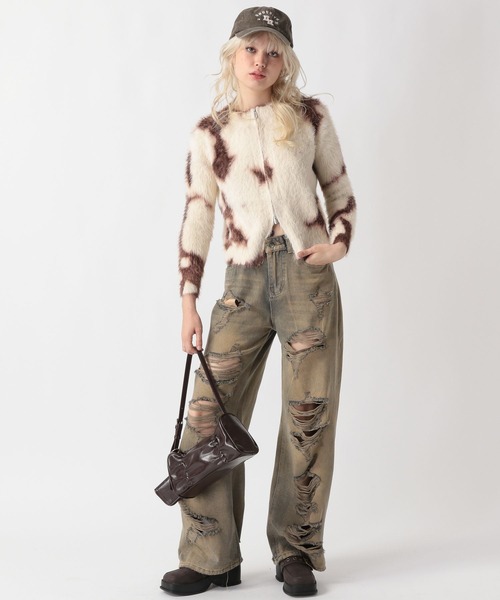 FOREVER 21(フォーエバー トゥエンティーワン)の「【2025SS】モヤパターンダブルジップカーデイガン(カーディガン/ボレロ・レディース・ベージュ/ナチュラル/ブルー・FREE)」の17枚目の写真