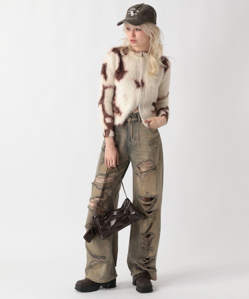 FOREVER 21(フォーエバー トゥエンティーワン)の「【2025SS】モヤパターンダブルジップカーデイガン(カーディガン/ボレロ・レディース・ベージュ/ナチュラル/ブルー・FREE)」の18枚目の写真