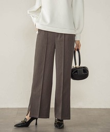 梳毛調合繊サイドスリットパンツ≪セットアップ対応/洗濯機で洗える≫