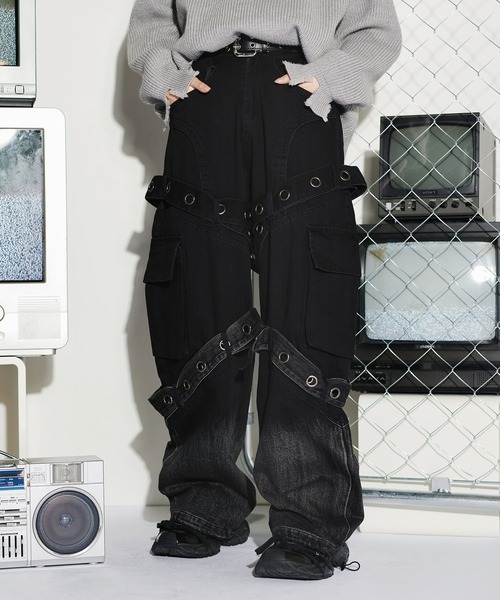 ハトメギミックワイドパンツ