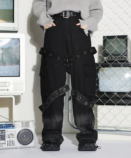 MSGM エムエスジーエム　ワイドデニムパンツ　ジーンズ　サイズ42 MSGM ジーンズ デニム デニムパンツ DRIPPING SILVER ワイド