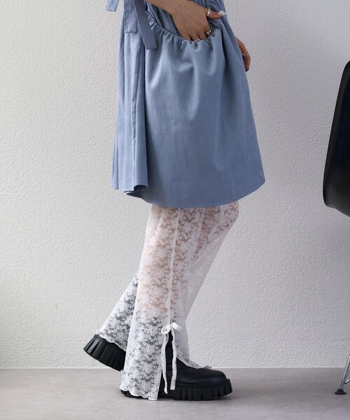 w closet（ダブルクローゼット）の「【新サイズ追加！Sサイズ/Freeサイズ】レースパンツ（その他パンツ・レディース・オフホワイト/ブラック・FREE/SMALL）」の11枚目の写真