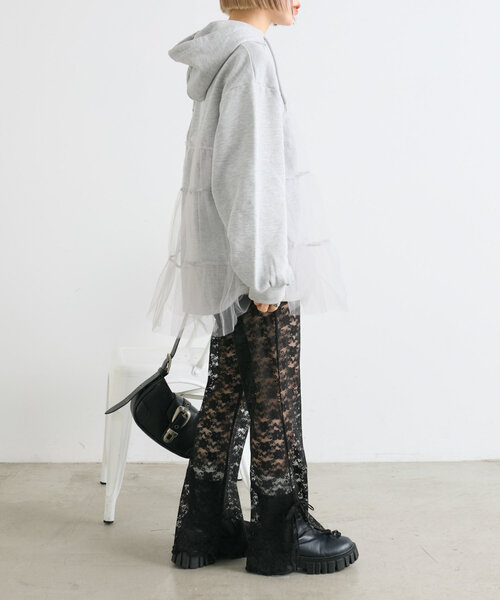 w closet（ダブルクローゼット）の「【新サイズ追加！Sサイズ/Freeサイズ】レースパンツ（その他パンツ・レディース・オフホワイト/ブラック・FREE/SMALL）」の5枚目の写真