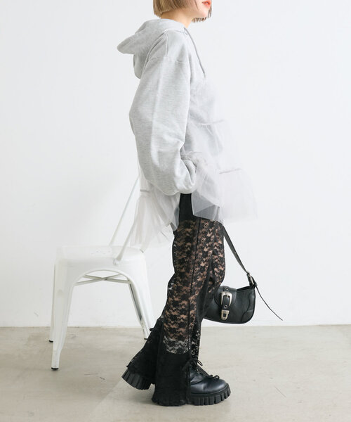 w closet（ダブルクローゼット）の「【新サイズ追加！Sサイズ/Freeサイズ】レースパンツ（その他パンツ・レディース・オフホワイト/ブラック・FREE/SMALL）」の6枚目の写真