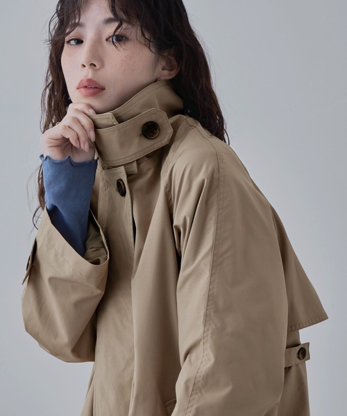 2点セット 配色 ジャケット Aライン スカート スタンドカラー so1-143-1.jpg