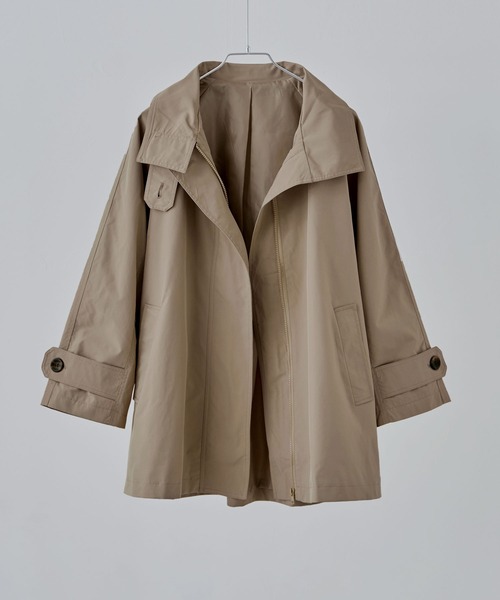 etoll.(エトル)の「2wayスタンドカラーAラインコート(トレンチコート・レディース・アイボリー/ベージュ/ブラック・M)」の8枚目の写真