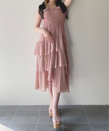 ティアードシャーリングキャミワンピース