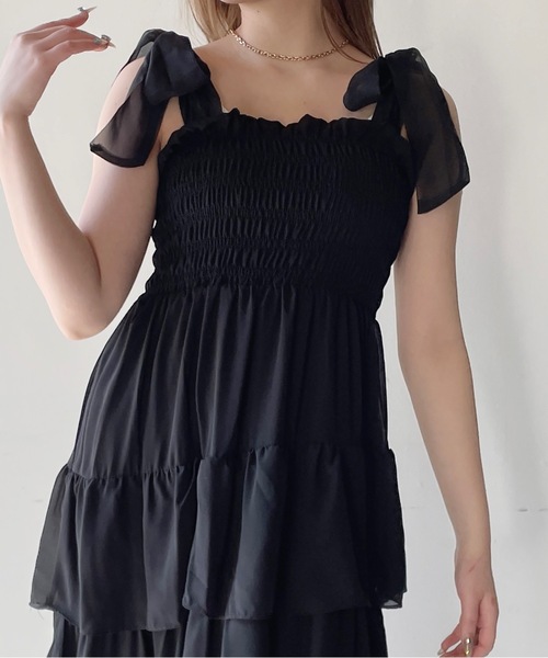 one way（ワンウェイ）の「ティアードシャーリングキャミワンピース（ワンピース・レディース・ホワイト系その他/ブラック系その他/ピンク/ブラック/イエロー系その他/ブルー系その他・FREE）」の13枚目の写真