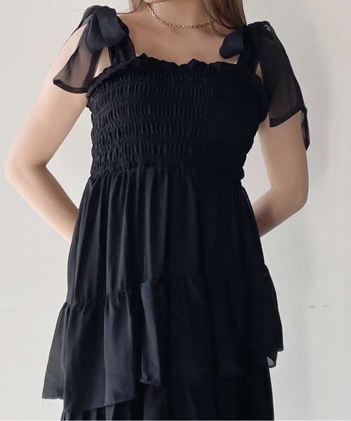 one way（ワンウェイ）の「ティアードシャーリングキャミワンピース（ワンピース・レディース・ホワイト系その他/ブラック系その他/ピンク/ブラック/イエロー系その他/ブルー系その他・FREE）」の14枚目の写真