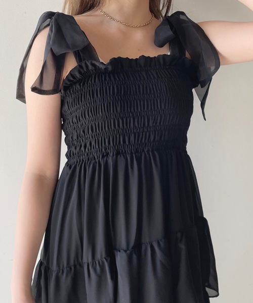 one way（ワンウェイ）の「ティアードシャーリングキャミワンピース（ワンピース・レディース・ホワイト系その他/ブラック系その他/ピンク/ブラック/イエロー系その他/ブルー系その他・FREE）」の15枚目の写真