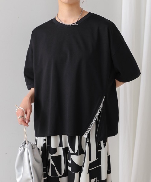 Bou Jeloud(ブージュルード)の「アシメデザインTEE(Tシャツ/カットソー・レディース・グリーン/オフホワイト/ブラック・FREE)」の3枚目の写真