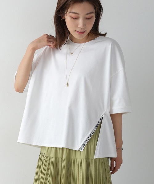 Bou Jeloud(ブージュルード)の「アシメデザインTEE(Tシャツ/カットソー・レディース・グリーン/オフホワイト/ブラック・FREE)」の6枚目の写真