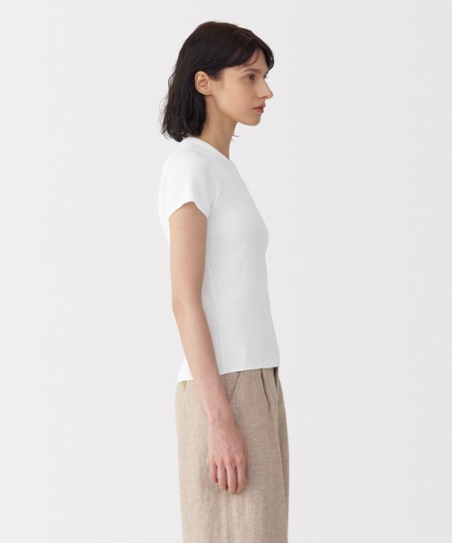 MUJI Labo(ムジラボ)の「〔MUJI Labo〕婦人 強撚コットンニット半袖プルオーバー(Tシャツ/カットソー・レディース・オフホワイト/ブラック・XL/L/M/S)」の8枚目の写真