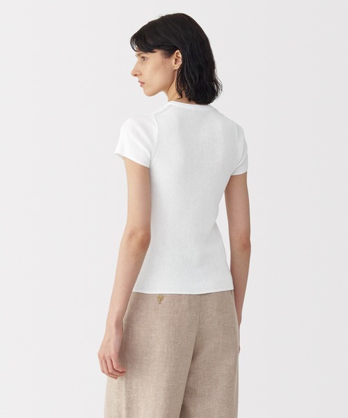 MUJI Labo〕婦人 強撚コットンニット半袖プルオーバー（Tシャツ
