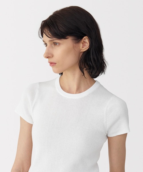 MUJI Labo(ムジラボ)の「〔MUJI Labo〕婦人 強撚コットンニット半袖プルオーバー(Tシャツ/カットソー・レディース・オフホワイト/ブラック・XL/L/M/S)」の10枚目の写真
