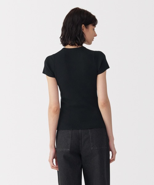 MUJI Labo〕婦人 強撚コットンニット半袖プルオーバー（Tシャツ